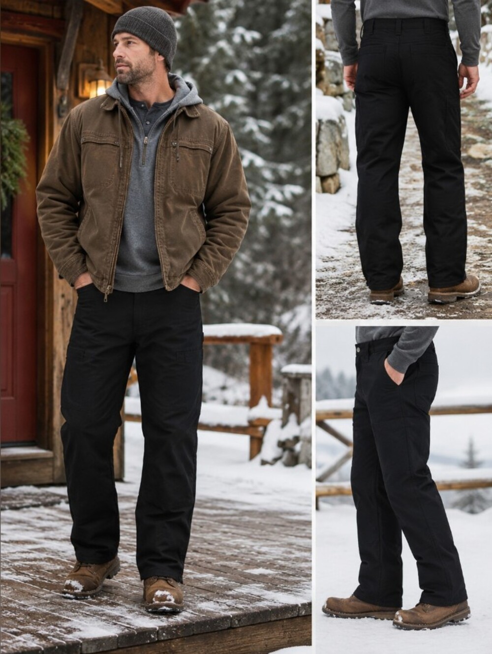 NWT Smith's Workwear Fleece-Lined Stretch Performance Pants Men's 34x32 Black
